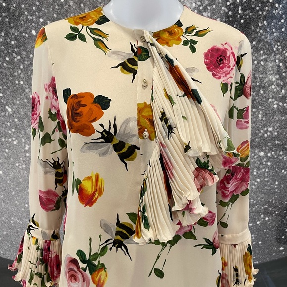 Gucci Roses and Bees Silk Shift Dress - Picture 5 of 15